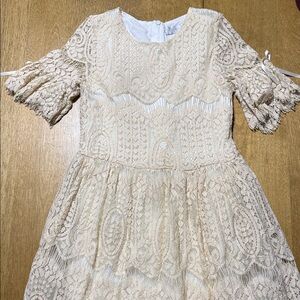 Charming Lace Kids Dress in Cream